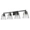 Z-Lite Analia Vanity, 4-Light, 36 In.W x 7.5 In.L x 9.25 In.H, Matte Black/Clear Ribbed 1101-4V-MB - alternate 3